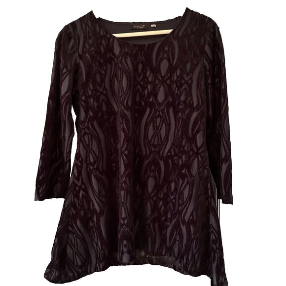 Black Velvet Burnout Tunic Top Size Small Goth Halloween Witchy Boho - Picture 1 of 6